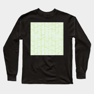 Green and Blue Sketched Pattern Long Sleeve T-Shirt